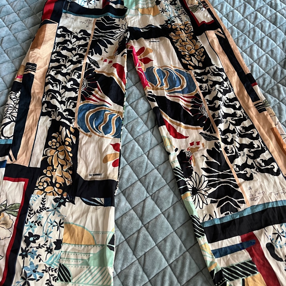 Wide Leg Printed Patchwork Pants in Multicolor